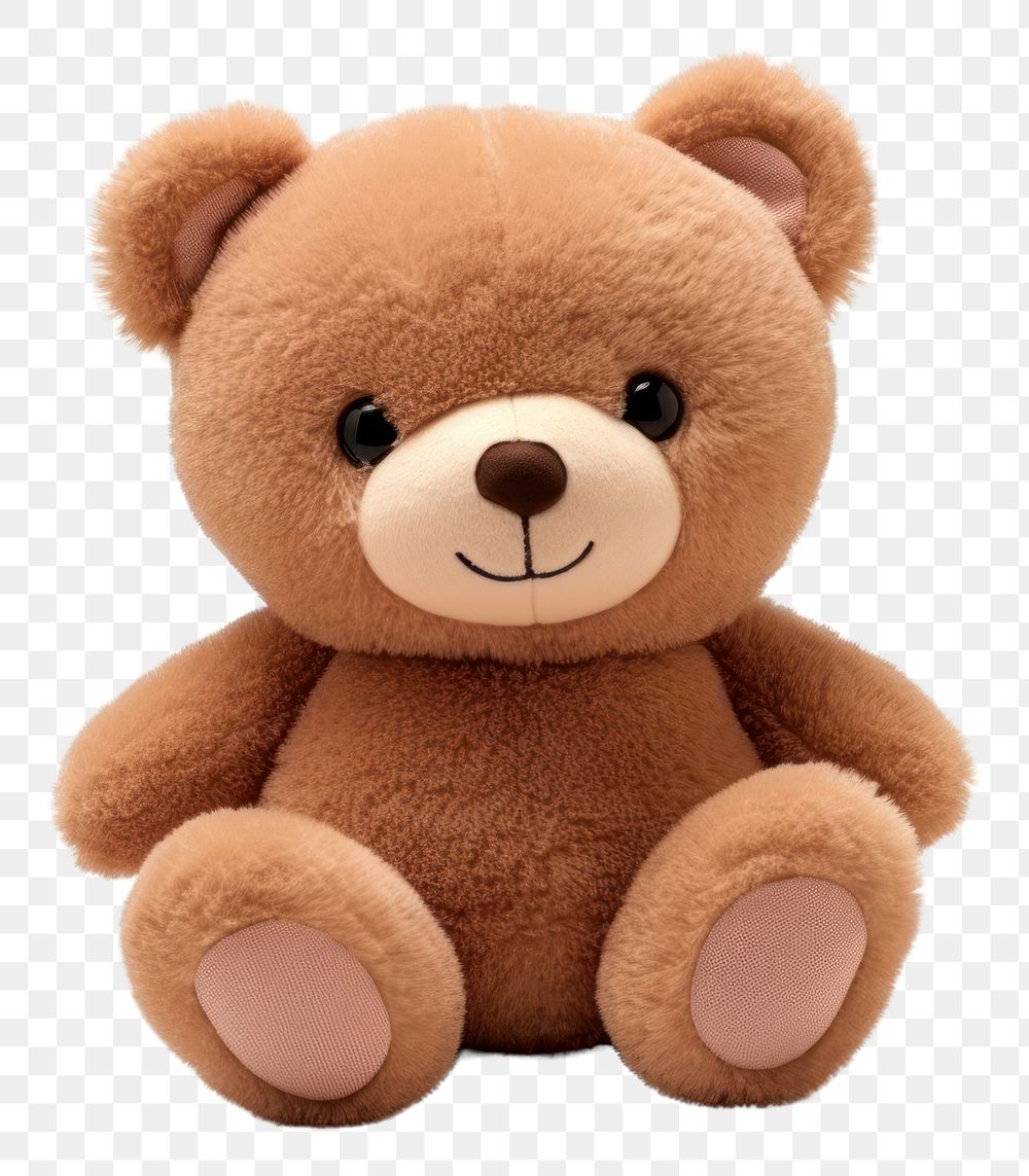 PNG Cute little bear plush brown toy. 