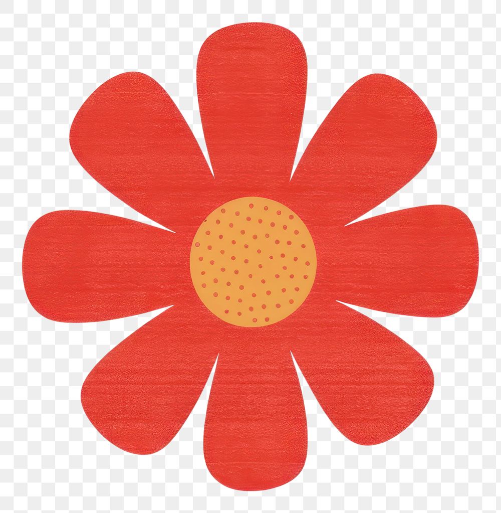 PNG  Red daisy flower pattern plant white background.