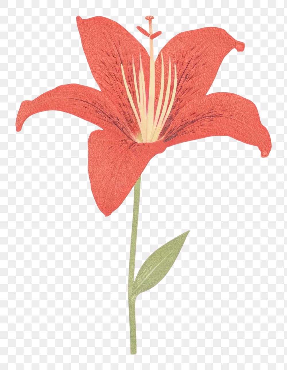 PNG  Red lily flower drawing plant inflorescence.