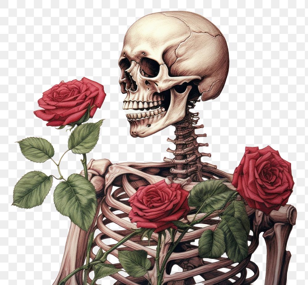 PNG  Skeleton rose skeleton flower.