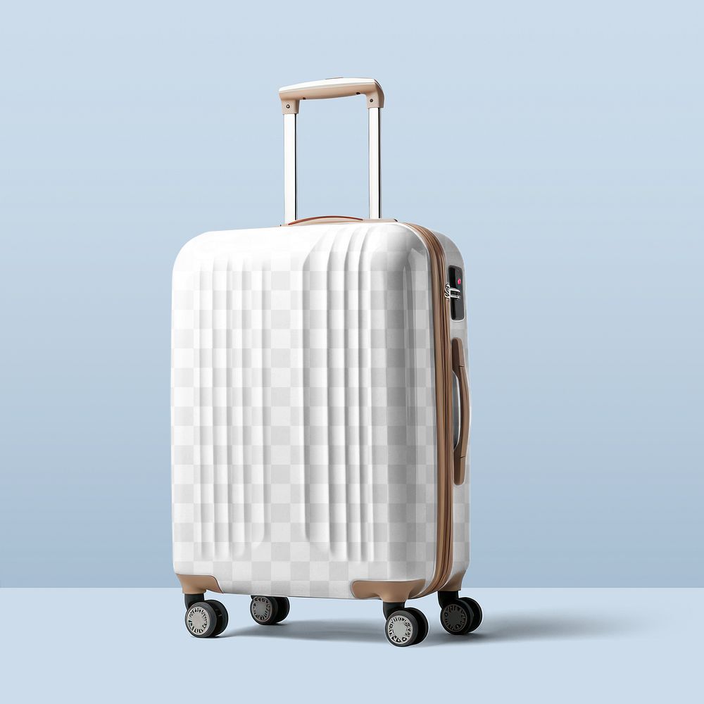 Travel luggage png mockup, transparent design