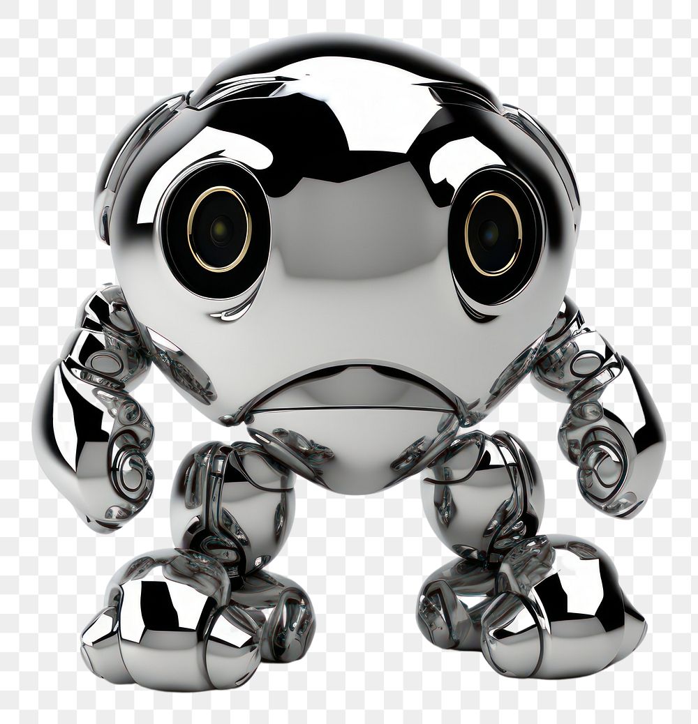 PNG Cute robot Chrome material white background technology cartoon.