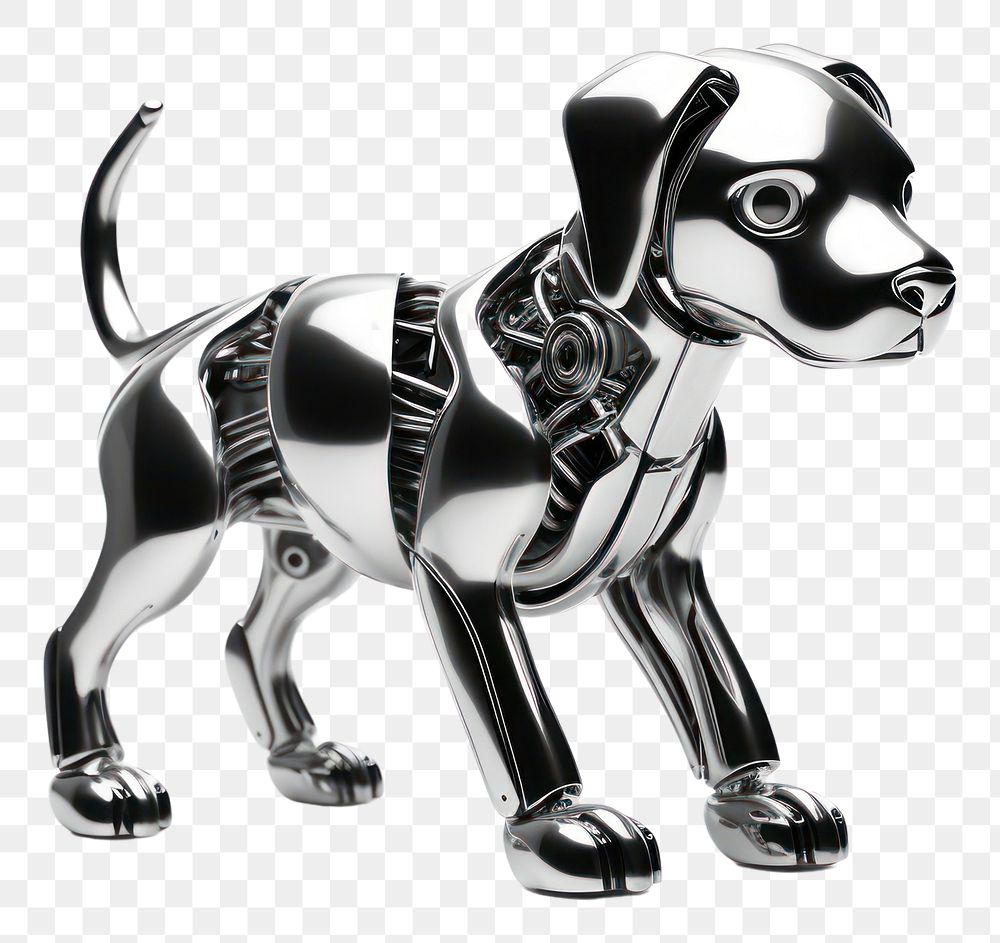 PNG Dog robot Chrome material figurine mammal animal.