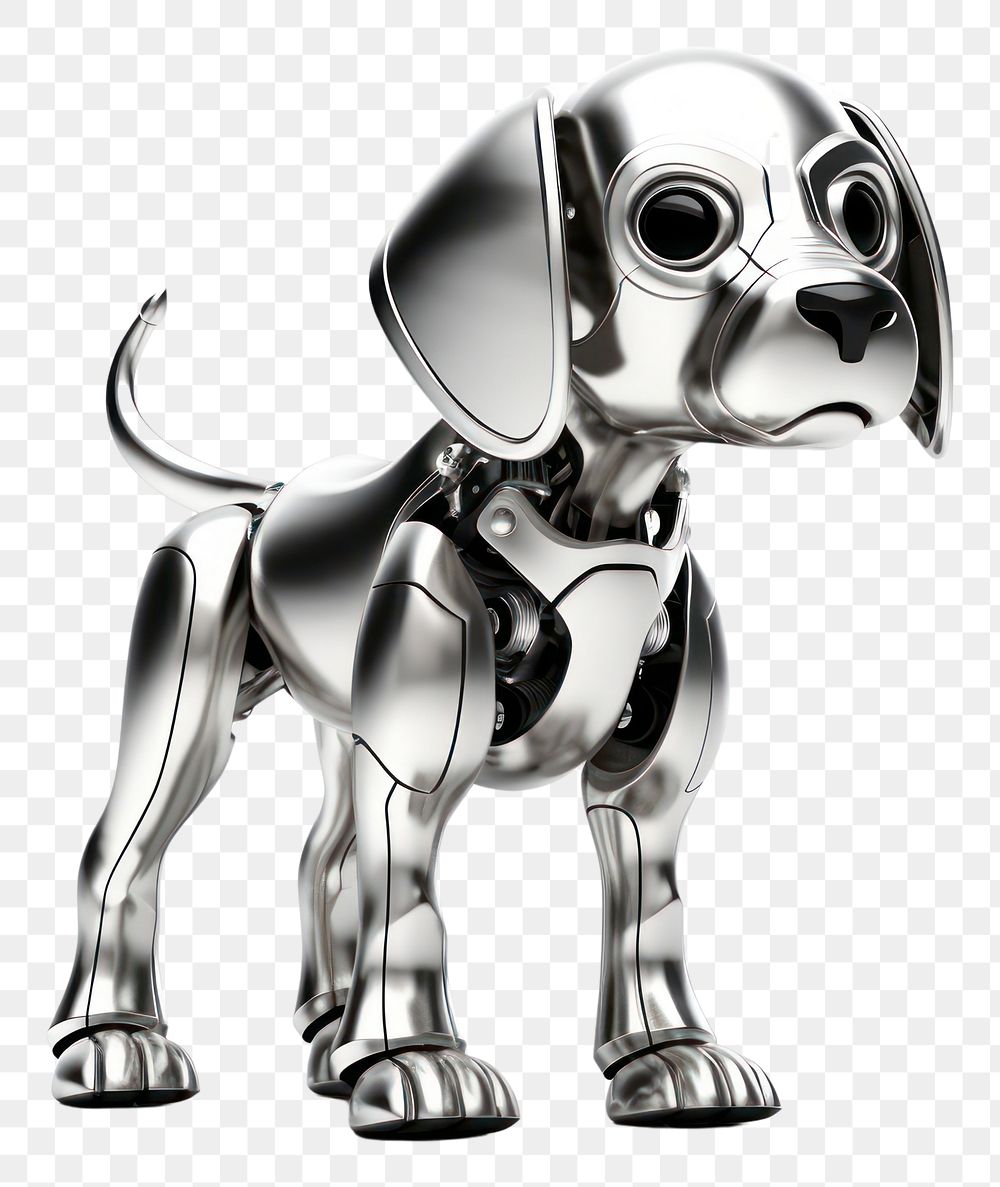 PNG Dog robot Chrome material white background representation carnivora.