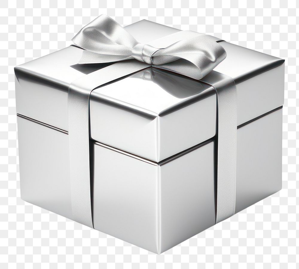 PNG Gift box Chrome material gift white background celebration.