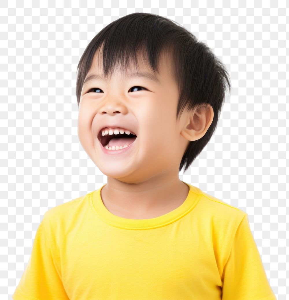 PNG  Asian kid laughing smile happy.
