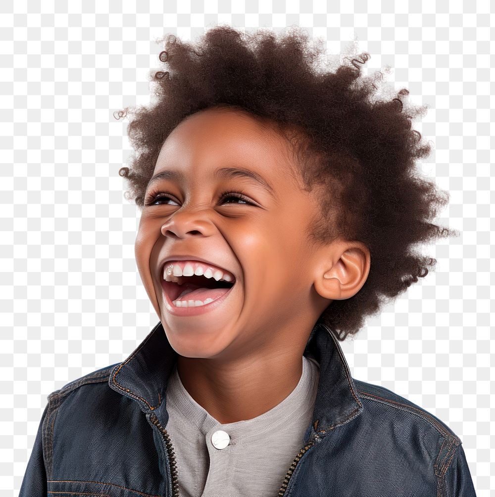 PNG  Black kid laughing happy joy.