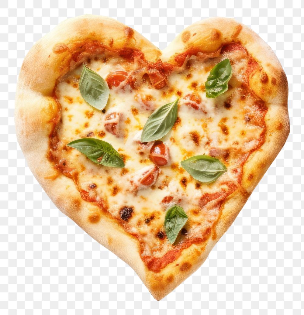 PNG Heart shape pizza food white background vegetable.