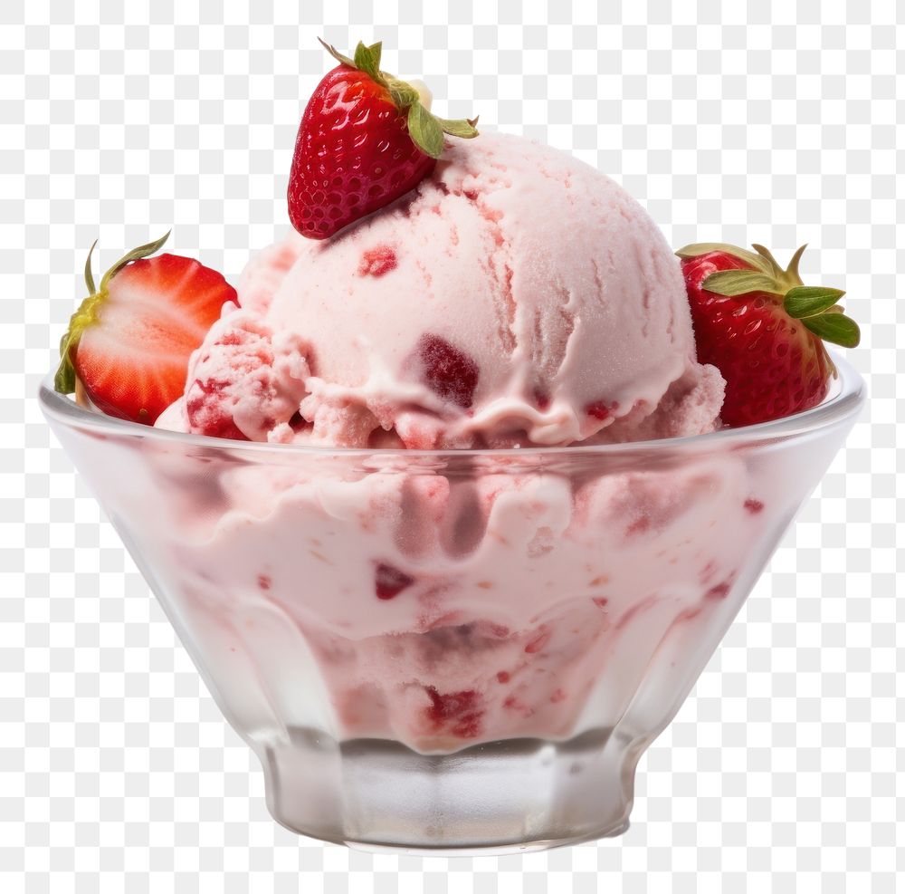 PNG  Strawberry ice cream dessert sundae glass.