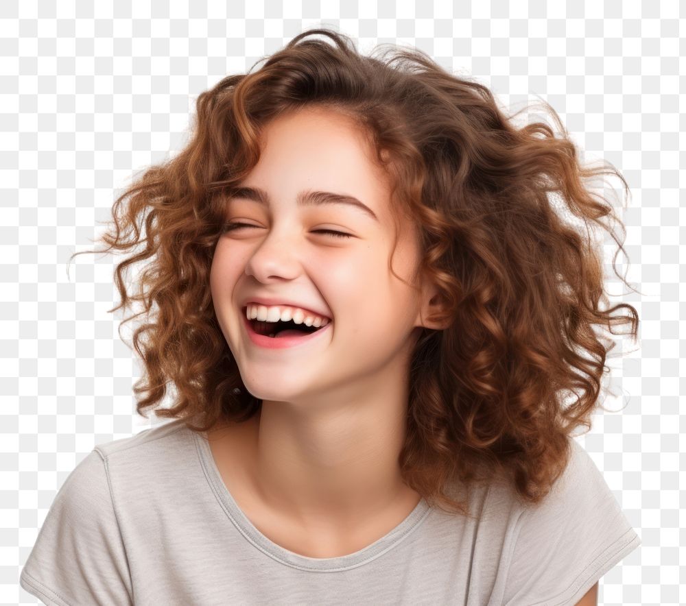 PNG  Teenager girl laughing portrait adult