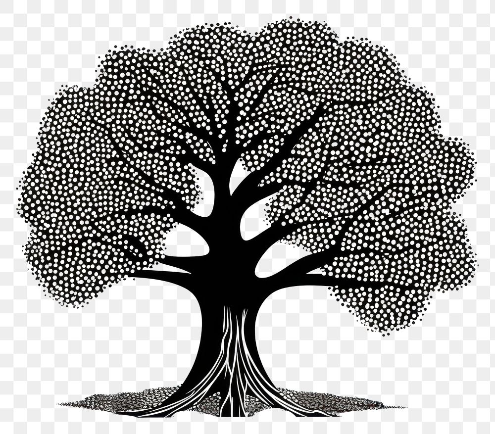 PNG Oak tree silhouette drawing sketch.