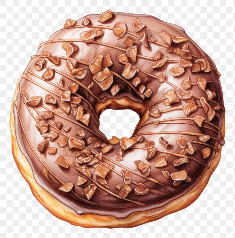 PNG  Chocolate grace donut dessert bagel food. AI generated Image by rawpixel.