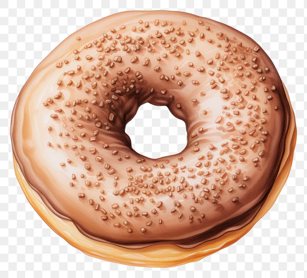 PNG  Chocolate glazed donut bagel food white background. AI generated Image by rawpixel.