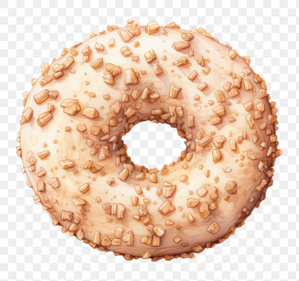 PNG Donut with crumble bagel food white background. AI generated Image by rawpixel.