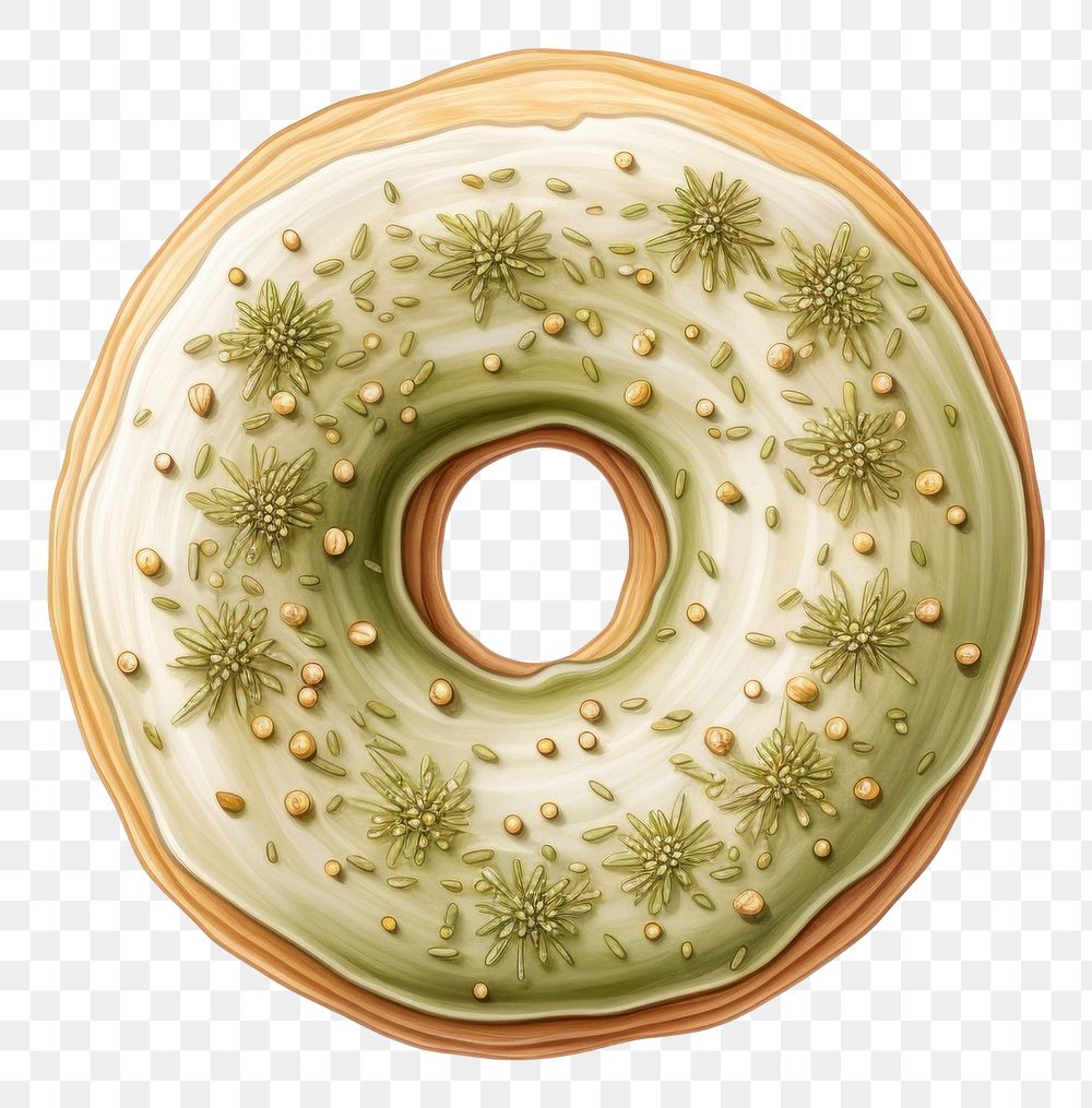 PNG  Matcha donut bagel food white background. AI generated Image by rawpixel.