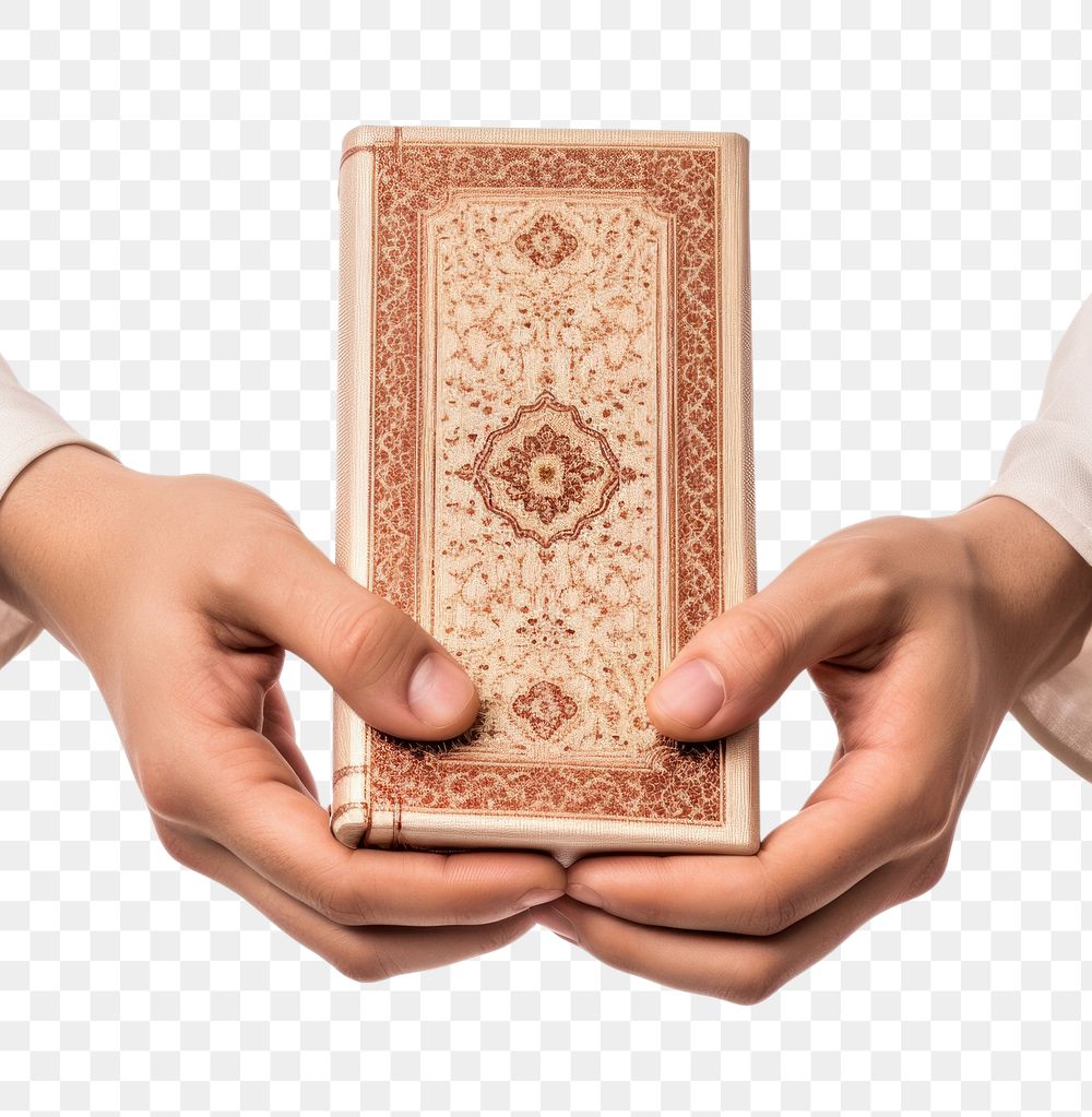 PNG  Hand Holding al quran hand holding white background. AI generated Image by rawpixel.