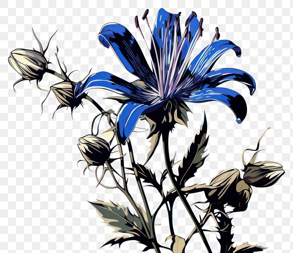 PNG Blue flower outdoors blossom nature. AI generated Image by rawpixel.
