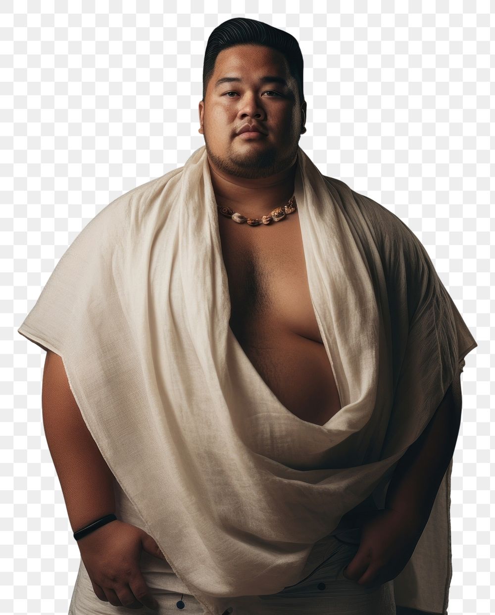 PNG  A chubby Pacific Islander male in traditional cloth portrait adult photo.