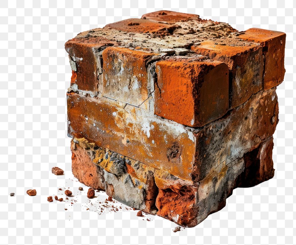 PNG Brick cube white background deterioration weathered. AI generated Image by rawpixel.