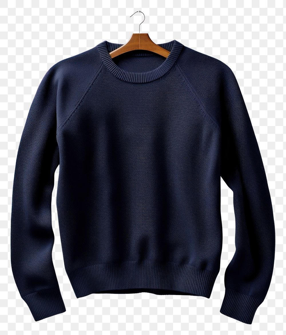 PNG Dark blue color men sweater shirt sweatshirt white background coathanger. AI generated Image by rawpixel.