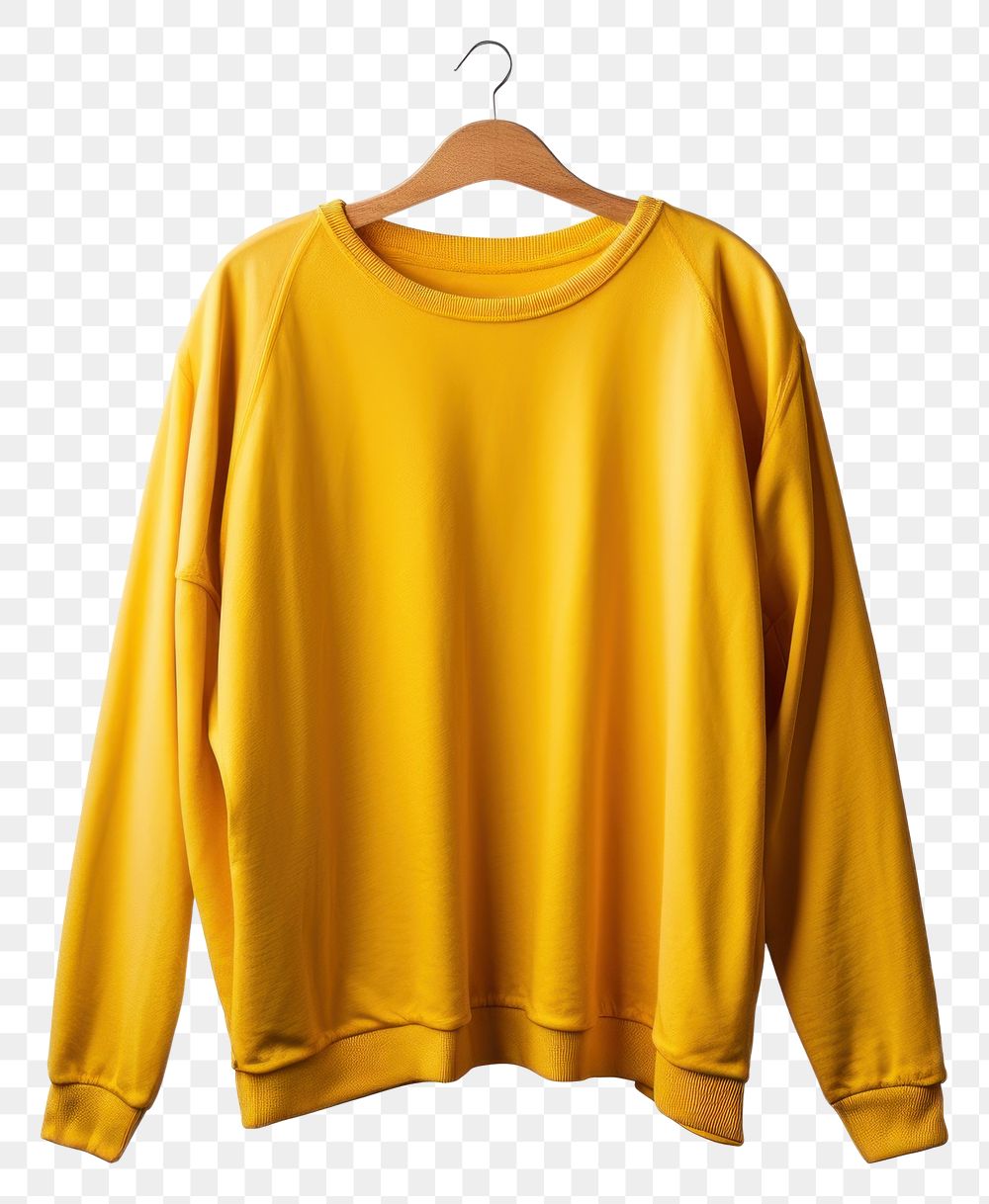 PNG Yellow color sweater shirt sweatshirt sleeve white background. AI generated Image by rawpixel.