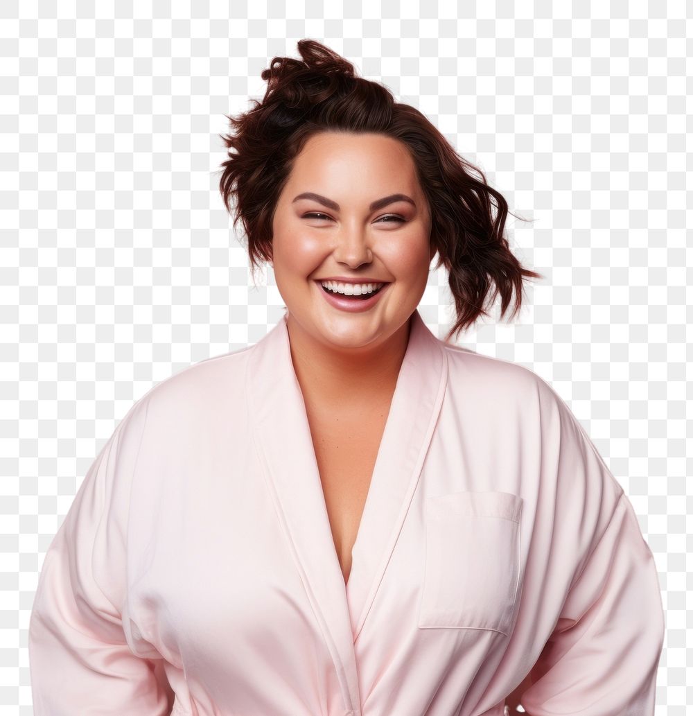 PNG Chubby woman on tie her hair with band smile portrait laughing. AI generated Image by rawpixel.