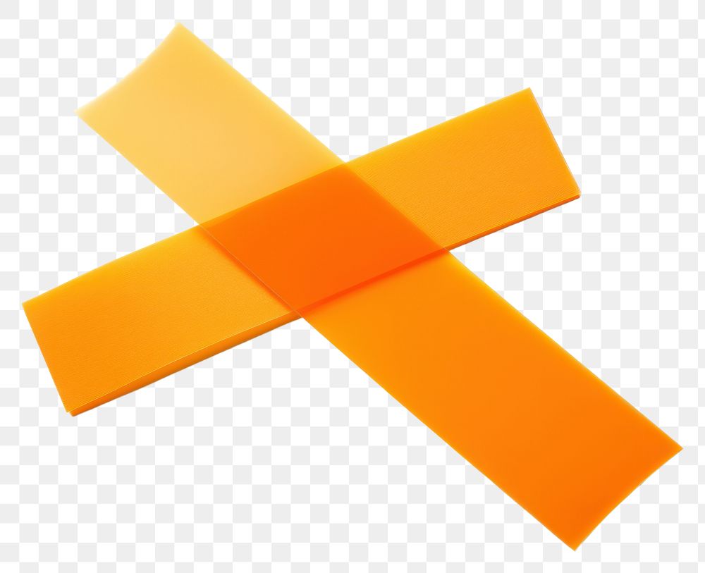 PNG  Glossy orange vinyl adhesive strip symbol cross white background. AI generated Image by rawpixel.