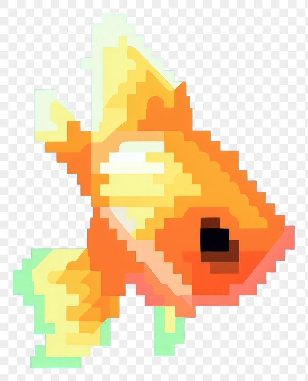 PNG Goldfish pixelated cartoon yellow.