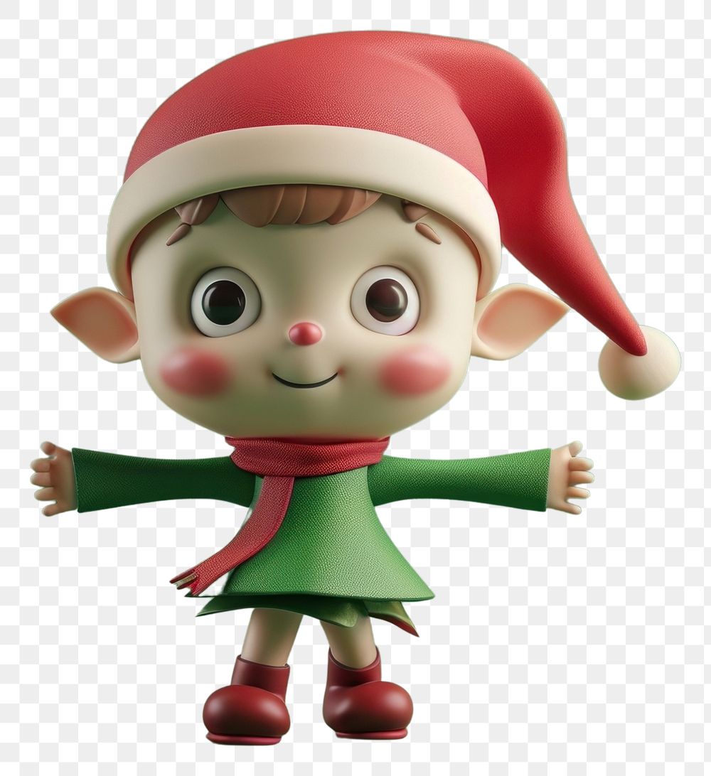 PNG Elf happy jumpping cartoon toy elf.