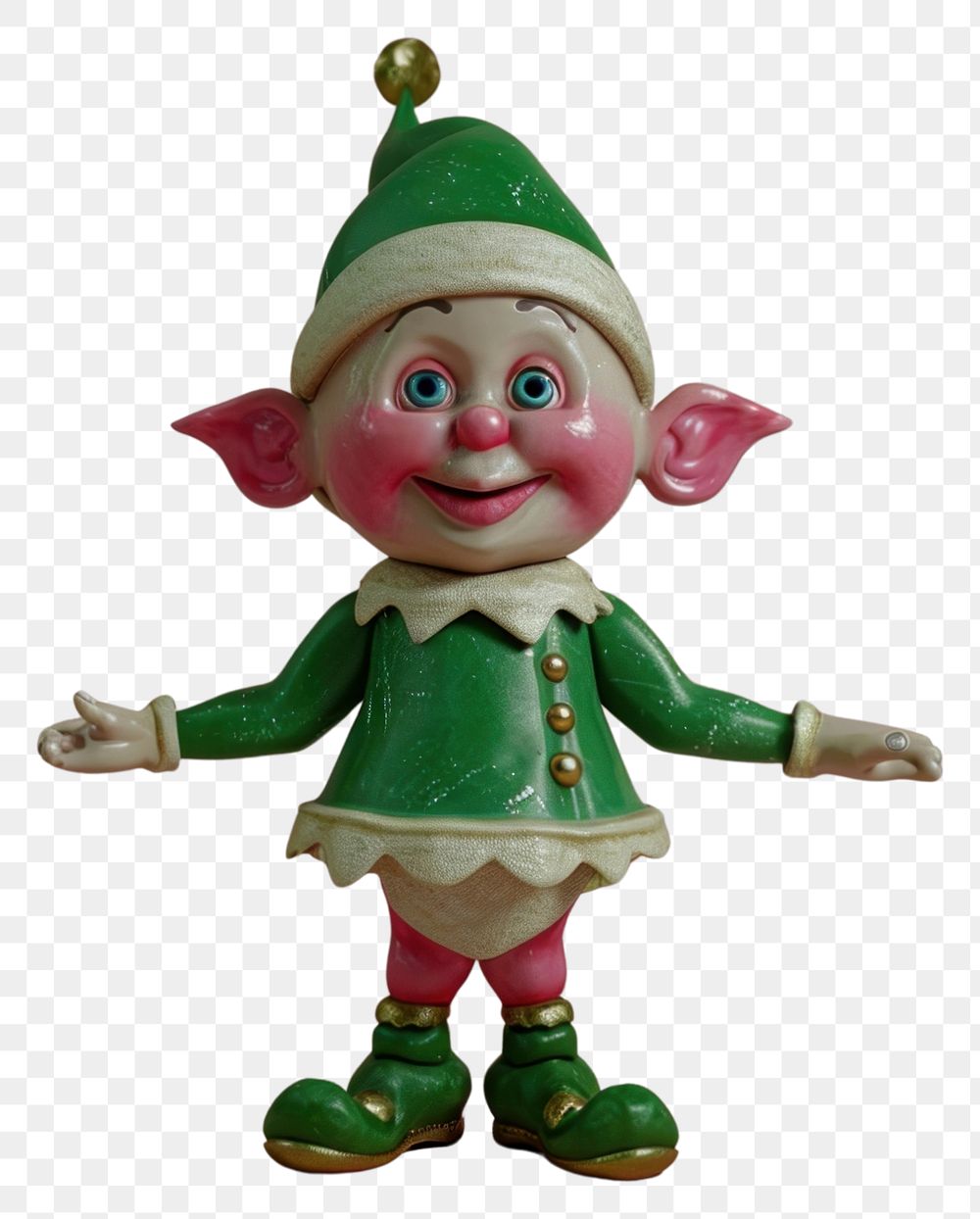 PNG Elf happy jumpping figurine doll toy.