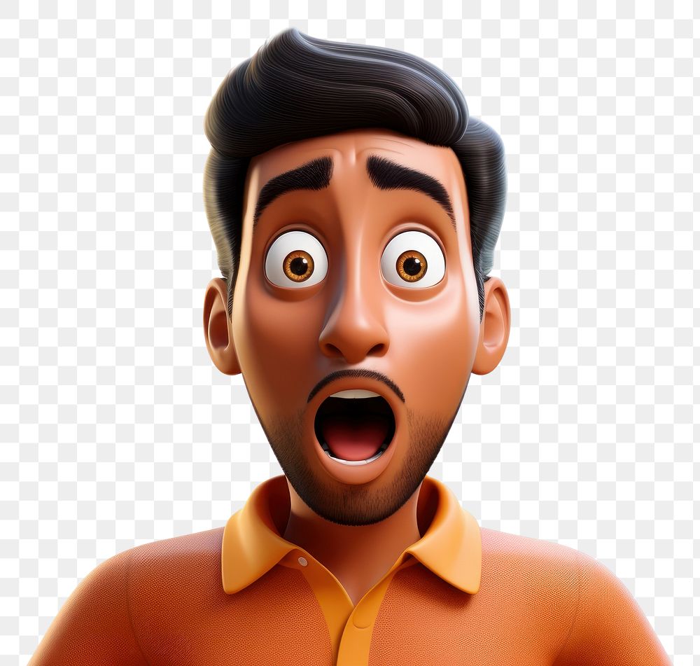 PNG Indian man surprised portrait cartoon. AI generated Image by rawpixel.