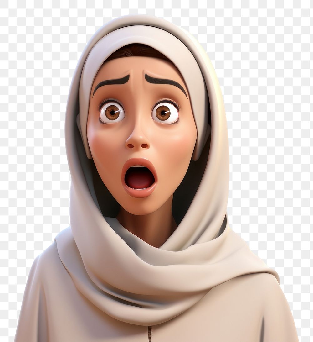 PNG Middle eastern woman surprised cartoon adult. AI generated Image by rawpixel.