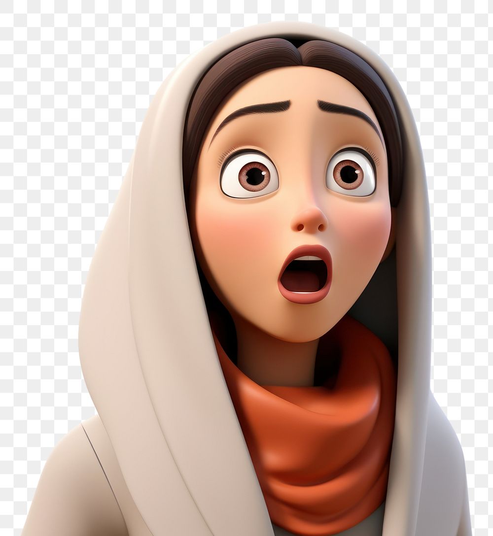 PNG Middle eastern woman surprised cartoon face. AI generated Image by rawpixel.