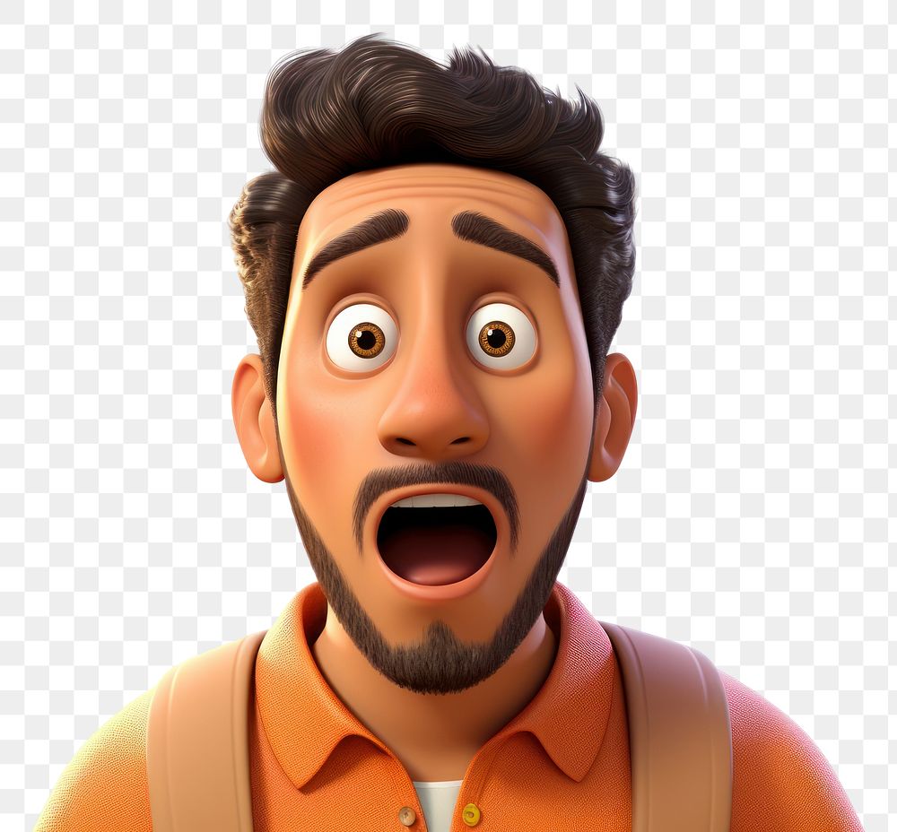 PNG South american man surprised portrait cartoon. AI generated Image by rawpixel.
