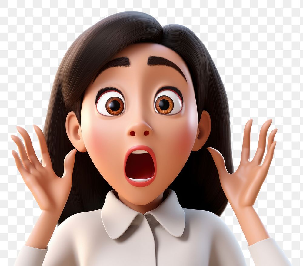 PNG Southeast asian woman surprised cartoon face. AI generated Image by rawpixel.
