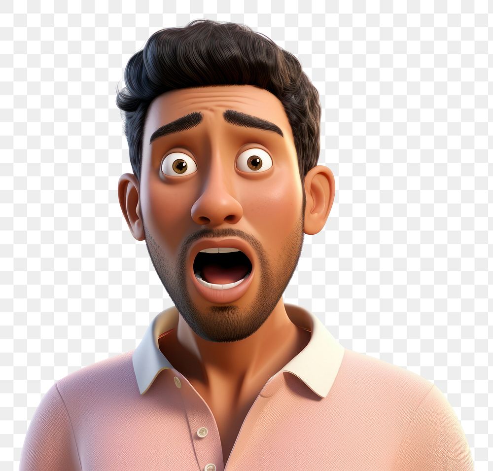 PNG West asian man surprised portrait cartoon. AI generated Image by rawpixel.