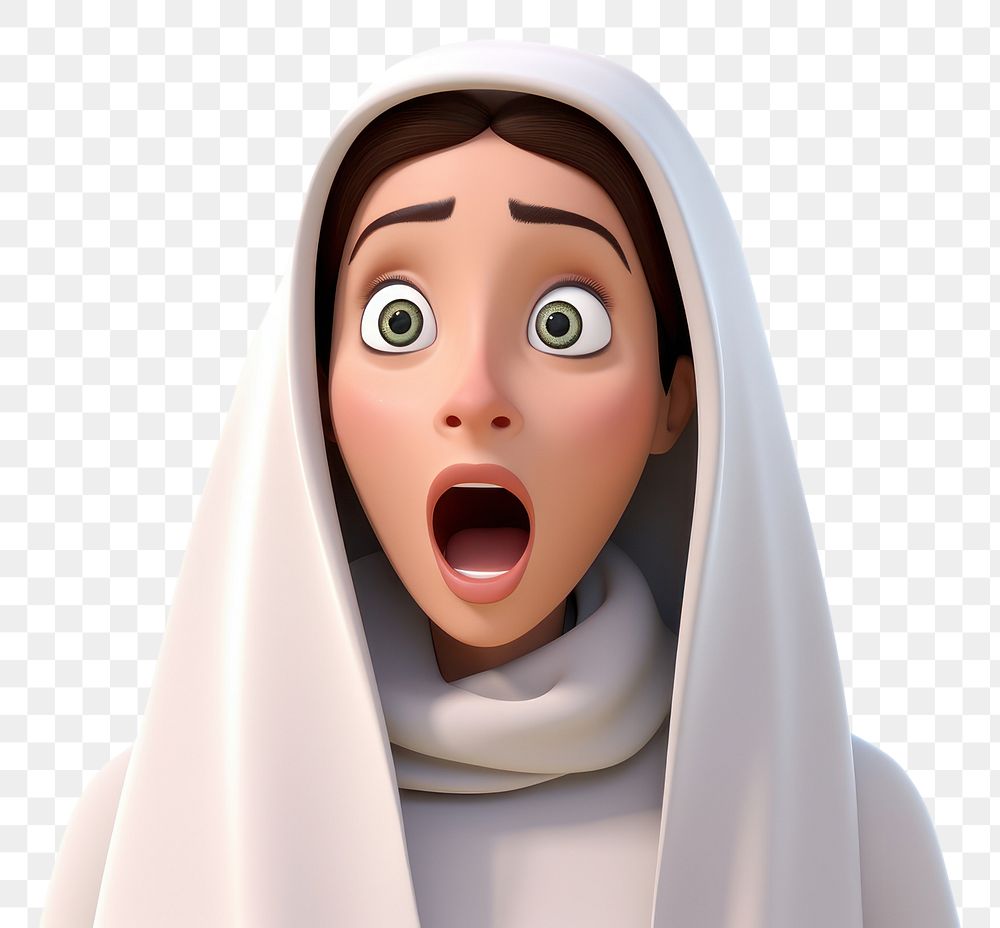 PNG West asian woman surprised cartoon face. AI generated Image by rawpixel.