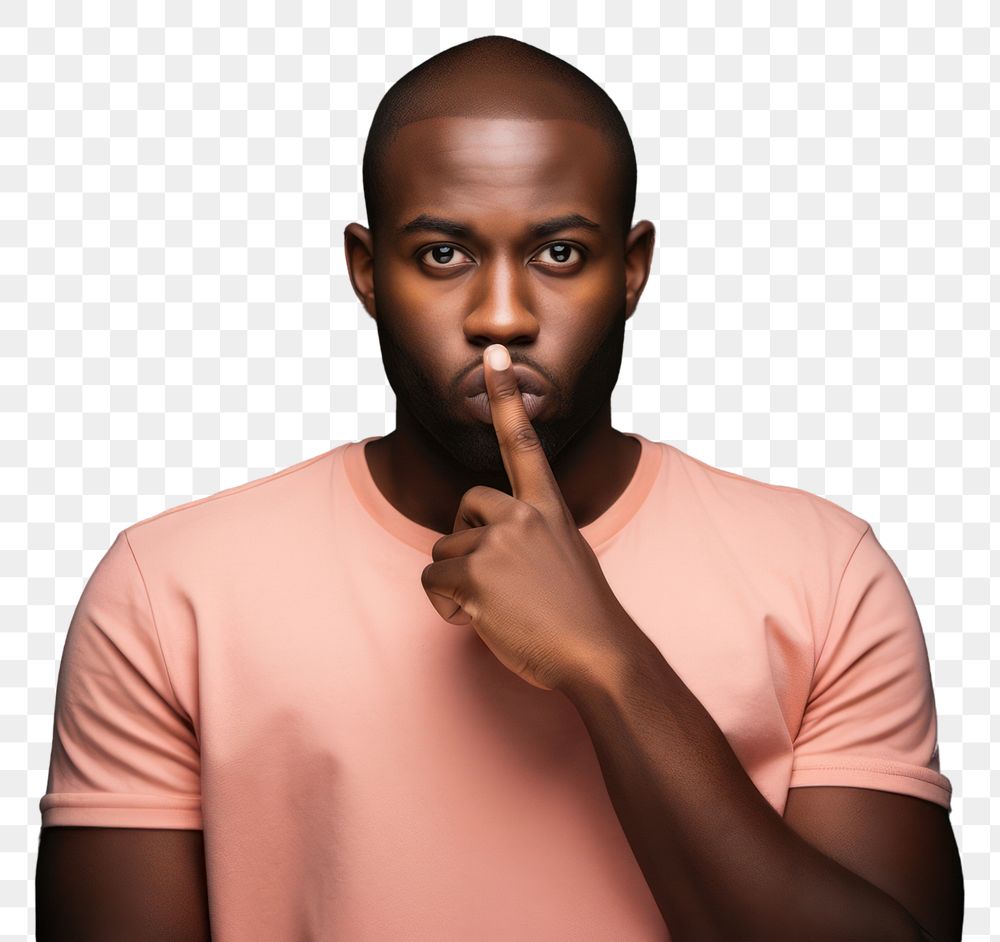 PNG Man keep quiet gesture portrait t-shirt adult. AI generated Image by rawpixel.