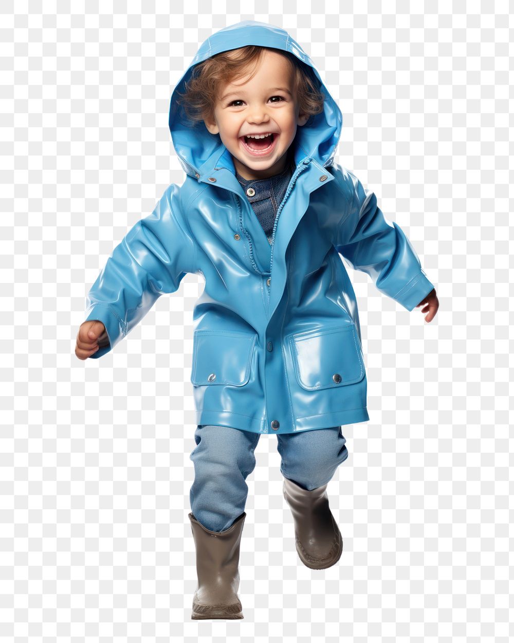PNG  Kid in raincoat stomping jacket cute baby.
