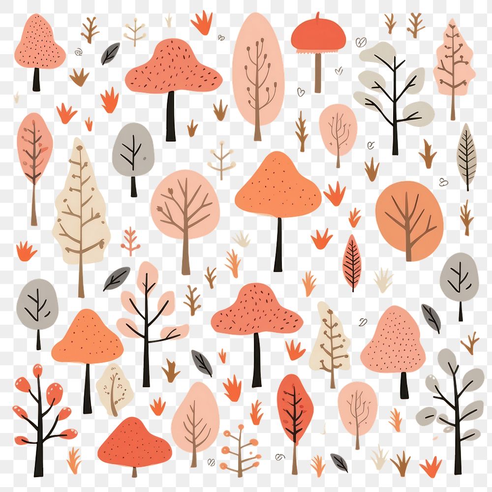PNG  Autumn pattern backgrounds drawing sketch. AI generated Image by rawpixel.