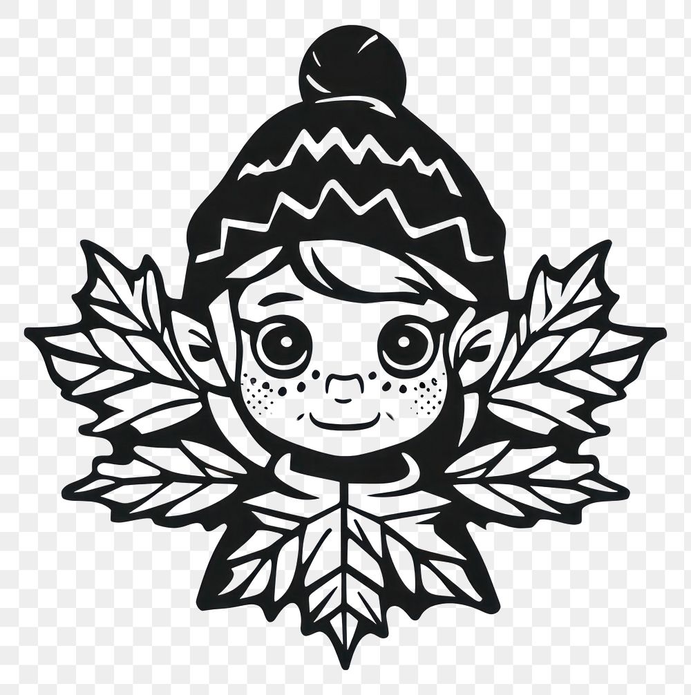 PNG Cute Elf character stencil representation creativity.