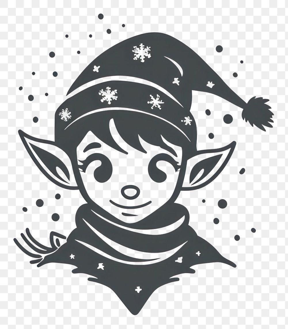 PNG Cute Elf character stencil logo representation.