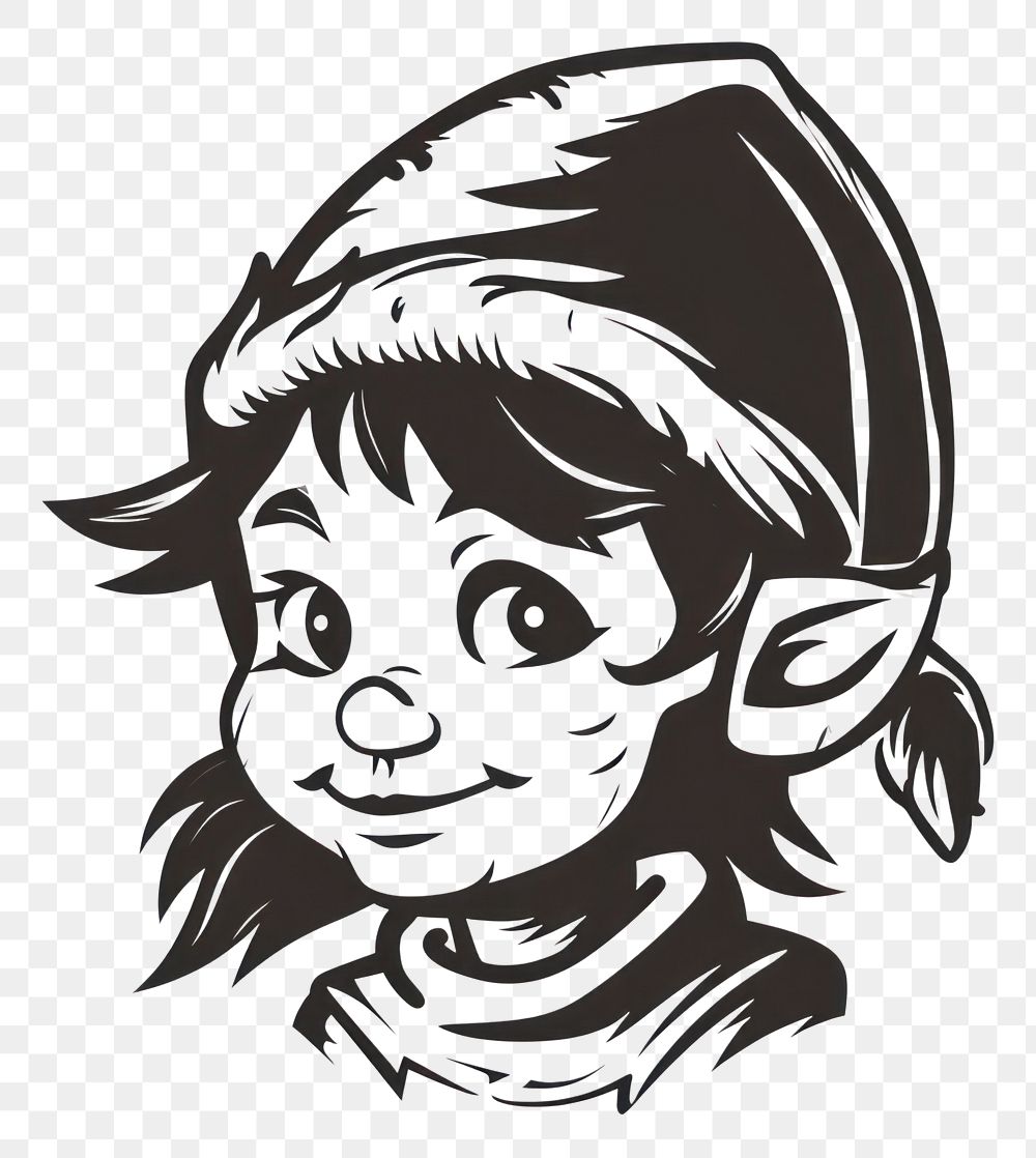 PNG Cute Elf character drawing stencil sketch.