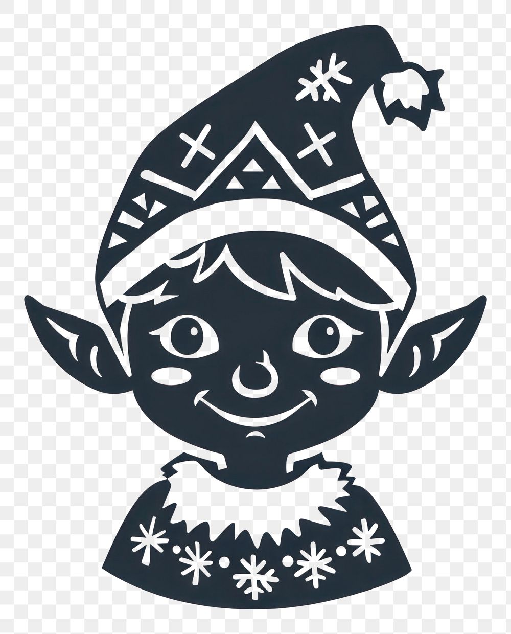 PNG Cute Elf character stencil representation celebration.