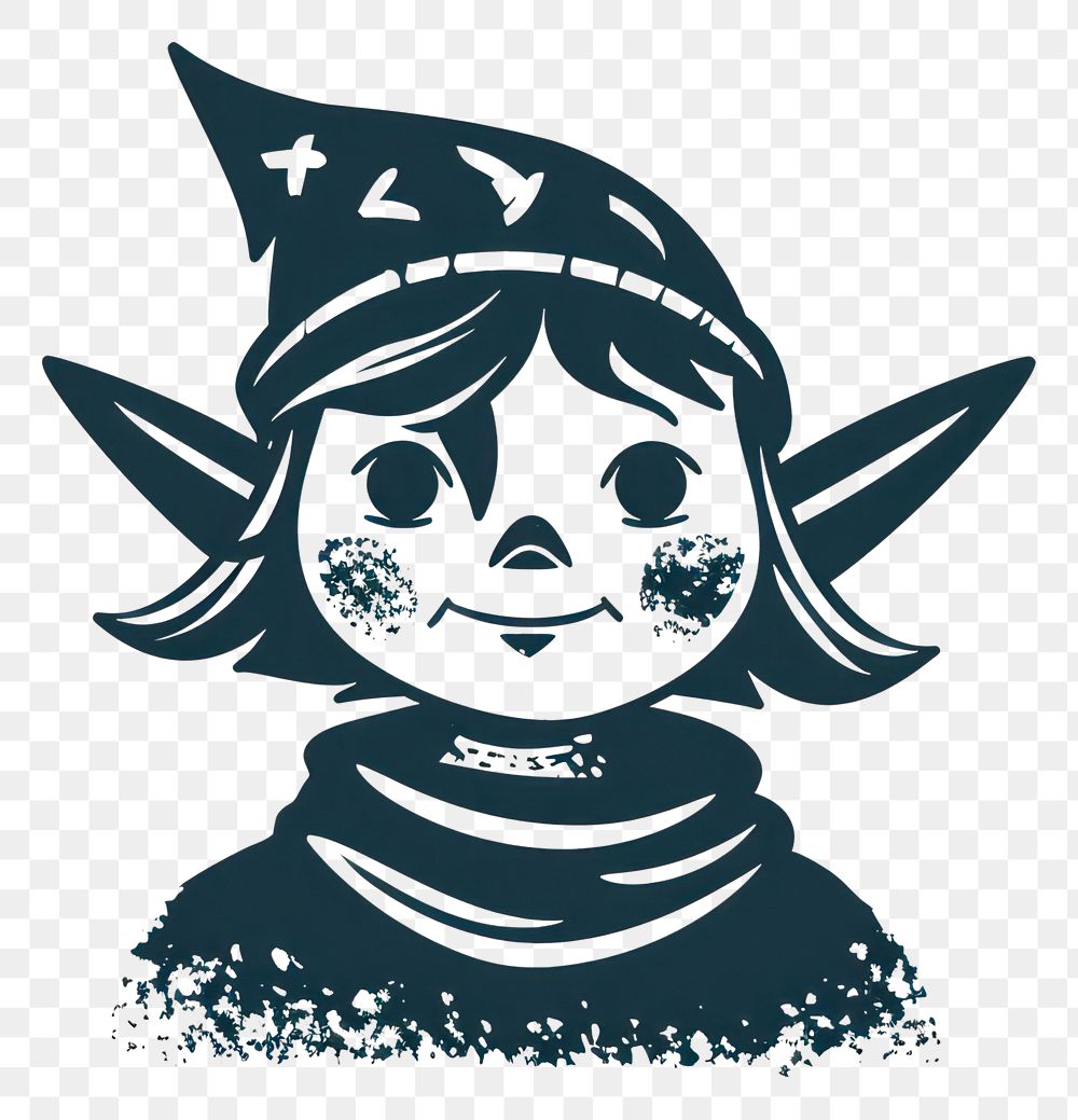 PNG Cute Elf character cartoon stencil representation.