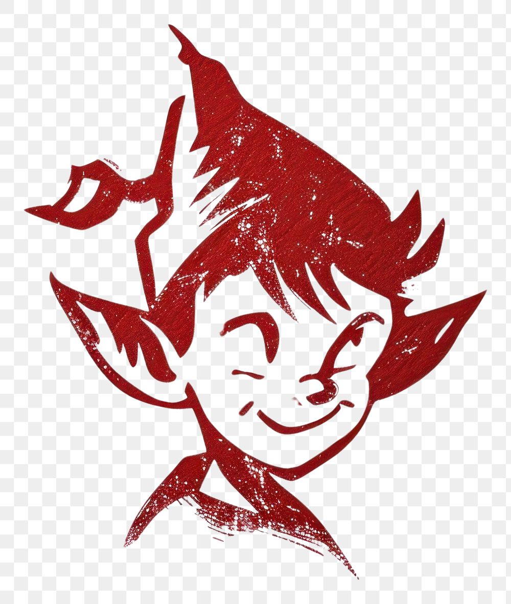 PNG Cute Elf character stencil representation calligraphy.