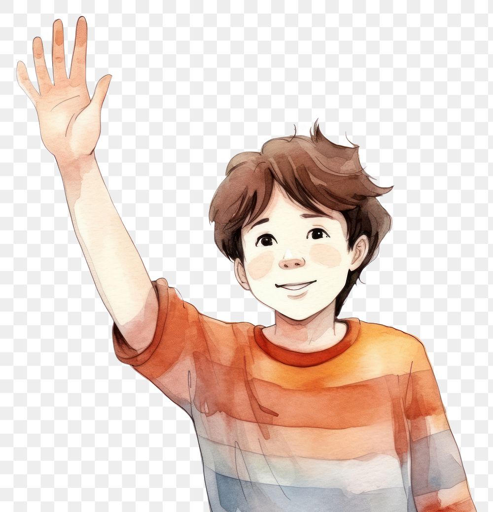 PNG Man raising hands up drawing sketch white background.