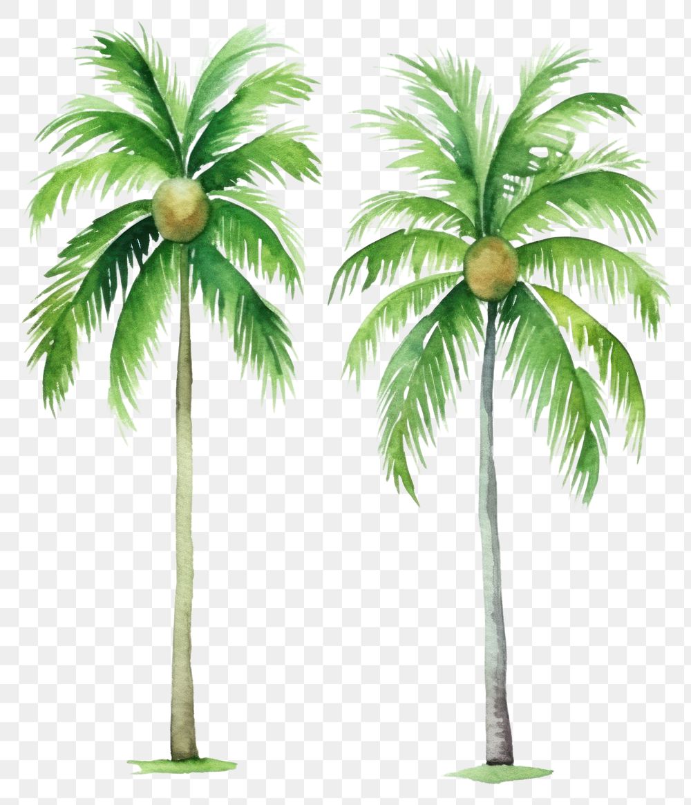 PNG Coconut trees plant white background arecaceae.