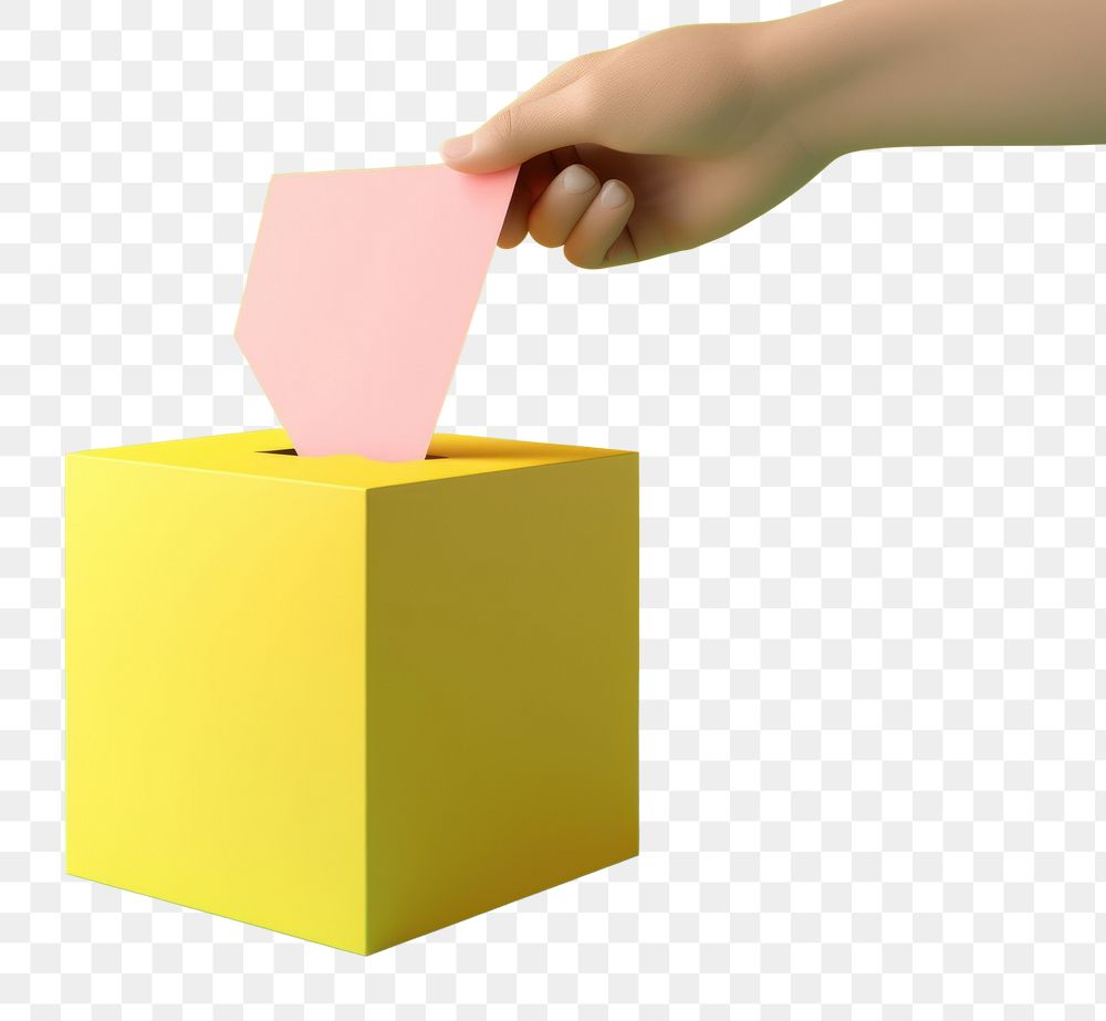 PNG Hand holding box vote paper art origami.
