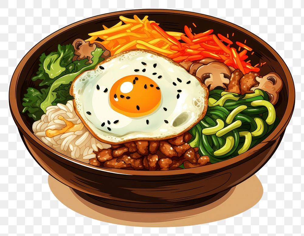 PNG  Bibimbap food meal dish. AI generated Image by rawpixel.
